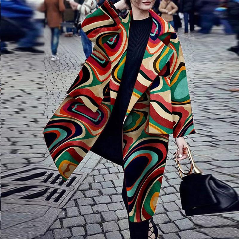 color block long coat