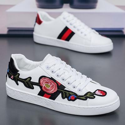 Nieuwe geborduurde kleine witte schoenen casual sport board schoenen zachte zool niche low-top veters trendy schoenen herenschoenen