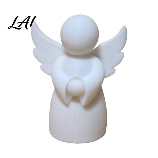 Angel Gift for Home 3D Printed Figurine Little White Guardian Statue Peaceful Ornament Healing Winged Figure Desktop Shelf Decor Bookshelf
