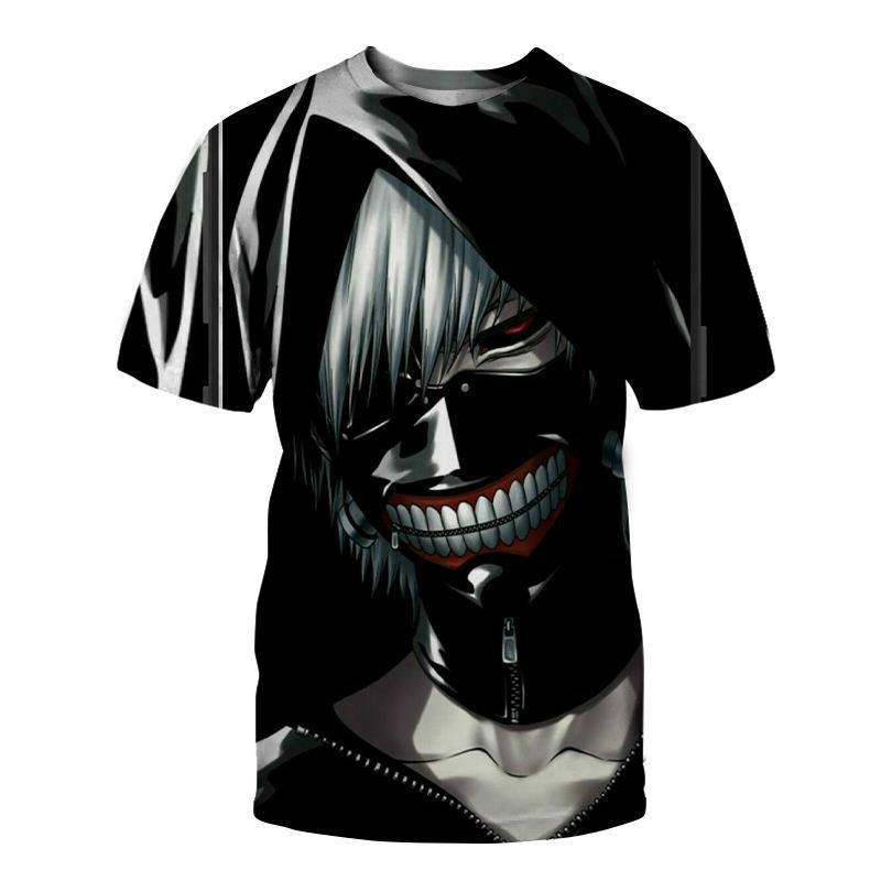 Men's Tokyo Ghost Loose Digital Printed 3D Round Neck Short Sleeved T-shirt
