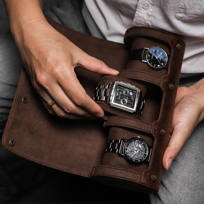 Watch Box Men and Women Watch Box Men and Women Multifunctional 3 Grids Leathers Storage Case Wrist Watch Boxes Gift Box