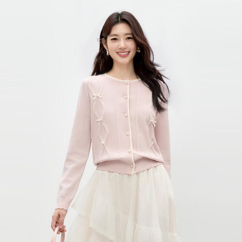 

Sweet Cool Cable Knit Short Sweater with Butterfly Detail L