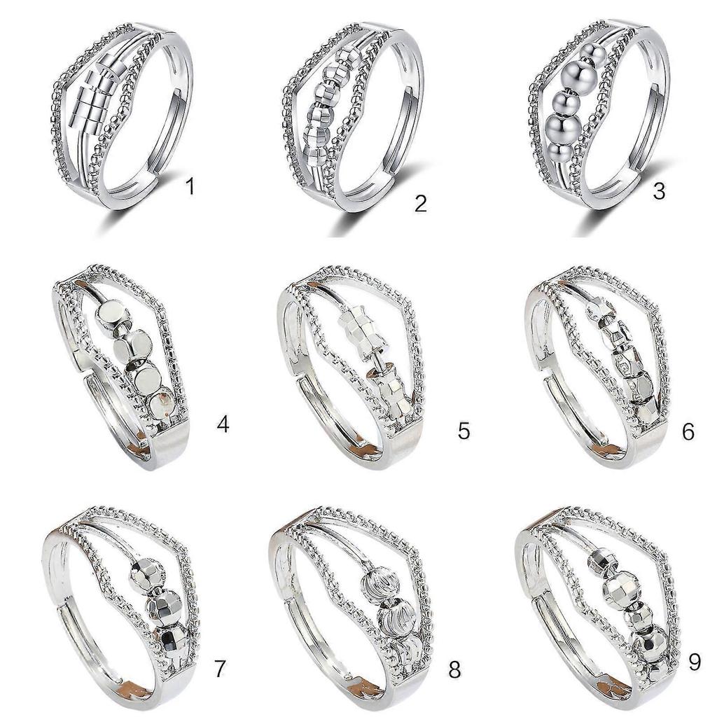 Anxiety Stress Relief Ring Seven Beads Open Ring Jewelry Gift Mood Rings