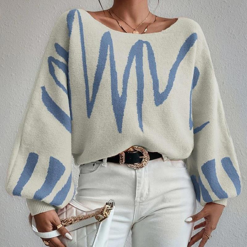 Women's European and American Lantern Sleeve Pullover Sweater