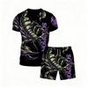 Europa und Amerika Tier Skorpion Muster Outdoor Straße Herren T-Shirt und Shorts 2-teiliges Set Sommer Freizeit Outfit Herren und Damen Sport Set