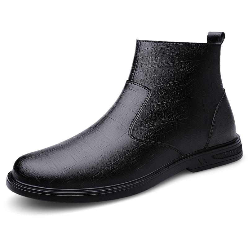 

Модные мужские классические ретро-ботинки челси из натуральной кожи, высококачественные мужские модные бархатные мужские повседневные короткие ботильоны в британском стиле 44 чёрный