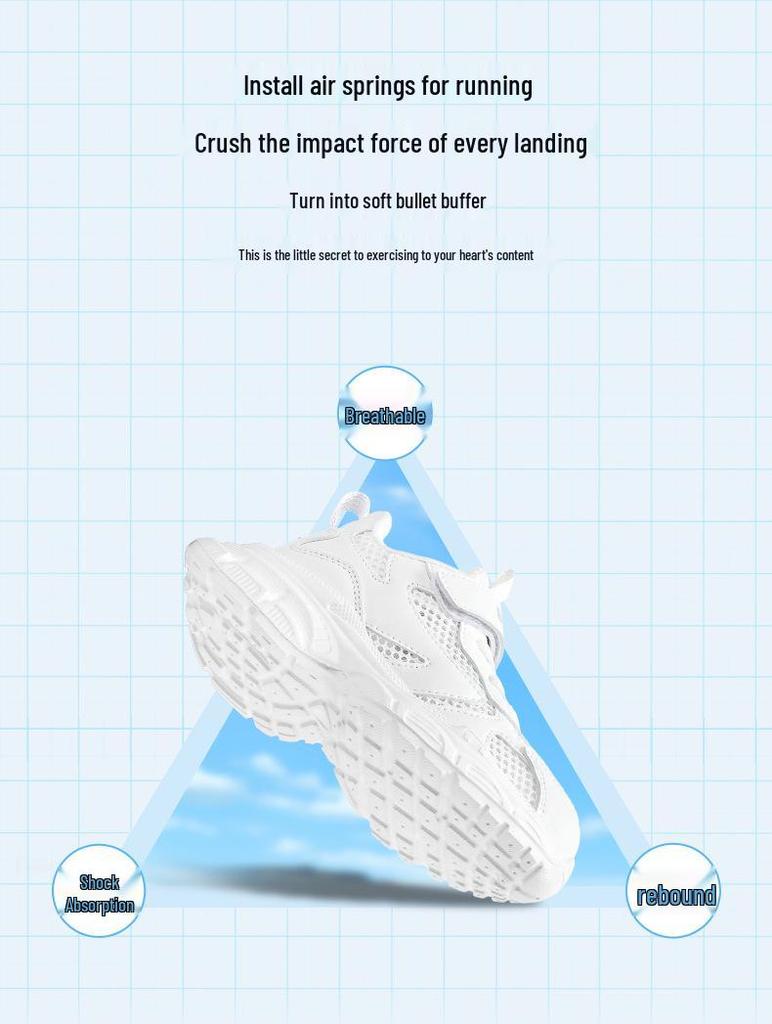 Bobodou Kids' White Mesh Breathable Sports Shoes - Spring/Summer 2026 Collection