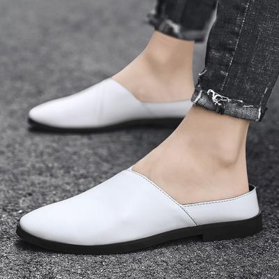 Sapatos Muller Masculinos Feitos à Mão Verão Mocassins Masculinos Respiráveis Sapatos Casuais Masculinos Leves Meio Chinelo Masculino Flats Confortáveis Sapatos Preguiçosos