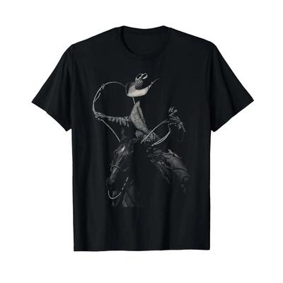 Rodeo Cowboy Dark Western Horse Art Vintage T Shirt Vintage Washed Top For Everyday Wear Streetwear Versatile Unisex Stylish