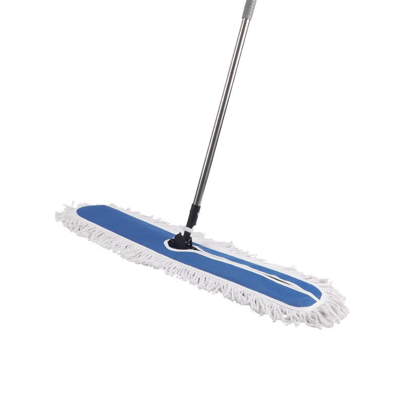 Double Section Cotton Dust Mop with Stainless Steel Pole for Industrial & Hotel Cleaning