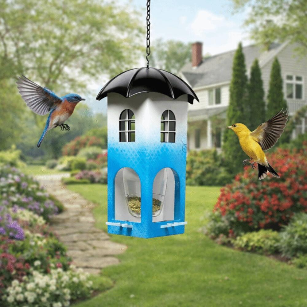Waterproof Castle Bird Feeder Squirrel Proof Bird Feeding Station Hanging Bird Feeder  Patio
