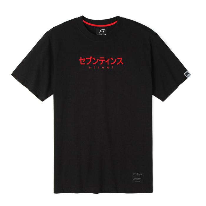 Seventeens Japan Font Short Sleeve T-Shirt Black Red S