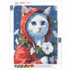 DIY Full Drill Diamond Painting Kit Cute Cat In Red Hood Floral Rhinestone Art Canvas for Cozy Home Decor Gift and Wall Art Supplies