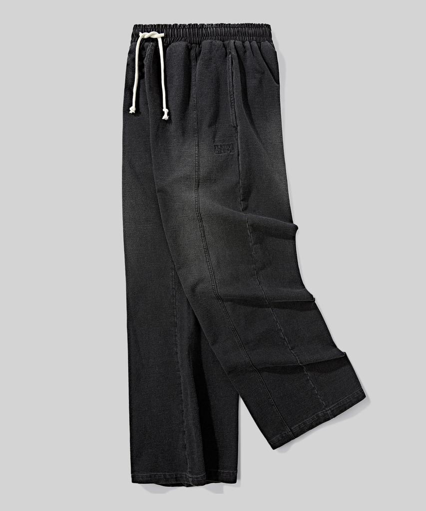 Beodeonteu Front Line Washed Wide Sweatpants [Black]