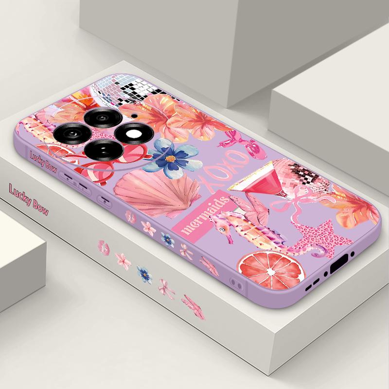 Pink Cartoon Pattern Floral Case For OnePlus 15 13 13T 12 Soft TPU Silicone Cover For Oneplus Nord 5 13R 12R 11R 5G