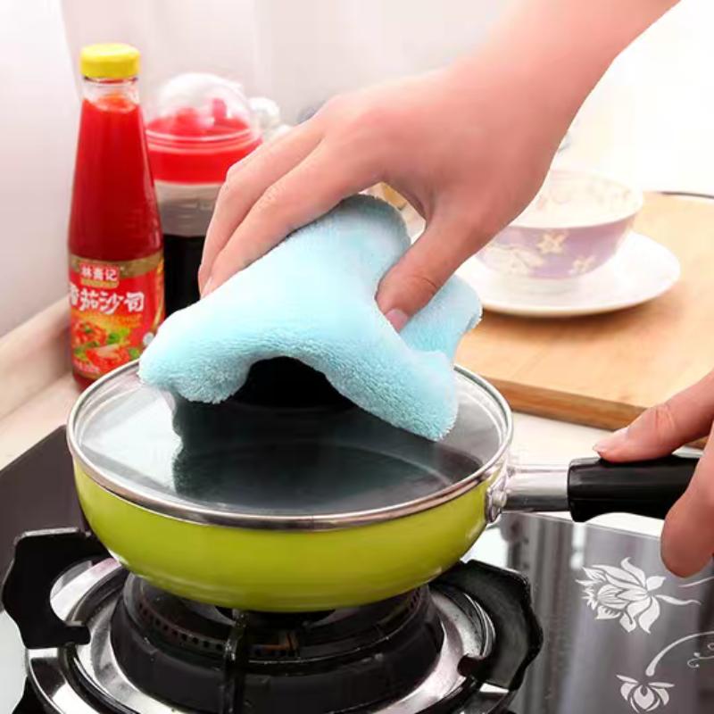 3pcs Hand Towel Kitchen Dishcloth  Cleaning Cloth Microfiber Dish Cloths Multi Purpose Dishwashing Towels For Tableware Double