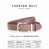 Women's Genuine Cowhide Leather Belt with Square Silver Buckle - Minimalist and Versatile Fashion Accessory