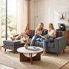 Corner Sofa 192 Cm L-Shaped 3-Seater Sofa with Reversible Chaise Longue, Corduroy Look, for Small Rooms, Dark Grey
