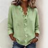 Women's Ruffle V Neck Long Sleeve Blouse Regular Fit Solid Color Elegant Commute Polyester Shirt 2026 Spring Summer Top
