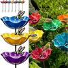 Handgefertigte Metall-Blumen-Gartenspieße, Bestäuber-Trinkstation, Bienen-Trinkstation für den Garten, Metall-Vogelbad für Hof, Rasen, Blumenbeet, Terrasse