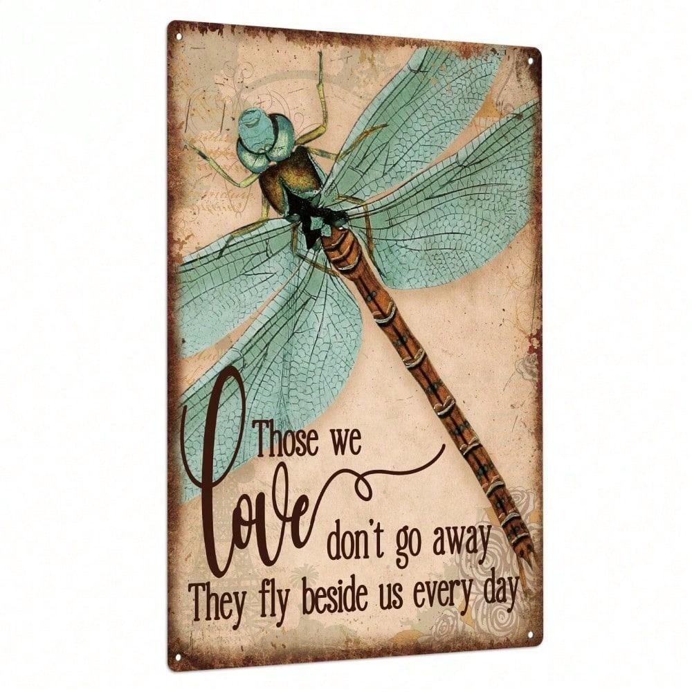 Metal Dragonfly Wall Art Vintage Tin Sign Inspirational Quote Home Decor Plaque 20x30