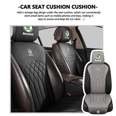 AAABR1 For Leather Car Seat Cushion Breathable Headrest Seat Protect Mat Accessories S Kodiaq Octavia 2 3 Yeti Karoq Rapid Fabia
