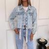 2026 Spring/Summer Women's Button Washed Ripped Raw Edge Denim Top