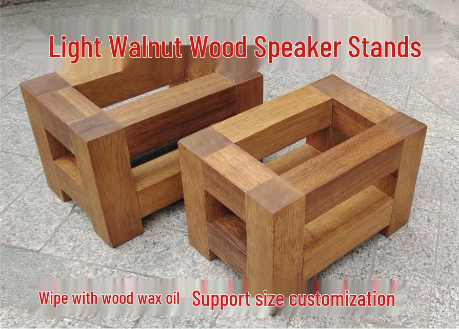 Walnut Wood Speaker Stand - Customizable Solid Wood Floor Bracket for Audio Machines and Bookshelf Speakers Dimensions