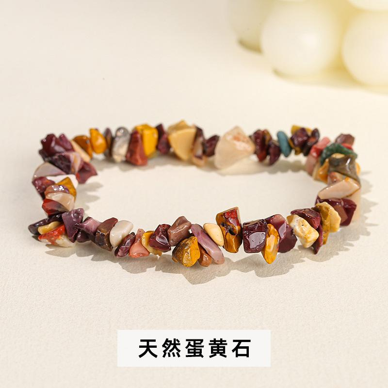 Natural Crystal Agate, Colorful Crushed Stone, Elastic Bracelet, Irregular, European and American Jewelry