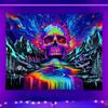1pc Colorful Tapestry Skeleton Skull Mermaid Moon Print Fluorescent Oversized Tapestry for Birthiday Gift Home Party Wall Decor