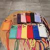 Lujoso Collar Cruzado Cordón Paquete de Tarjetas Funda Blanda Para iPhone 17 16 15 14 Plus 13 12 Pro Max Mini 17promax 17pro Cubierta Tipo Billetera