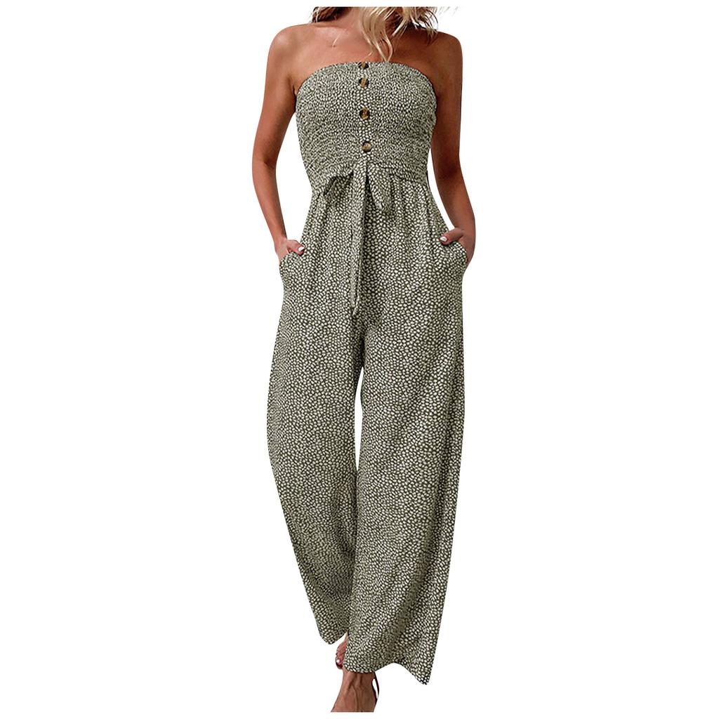 Damenmode-Overall mit Blumenmuster, sexy, trägerloser Overall