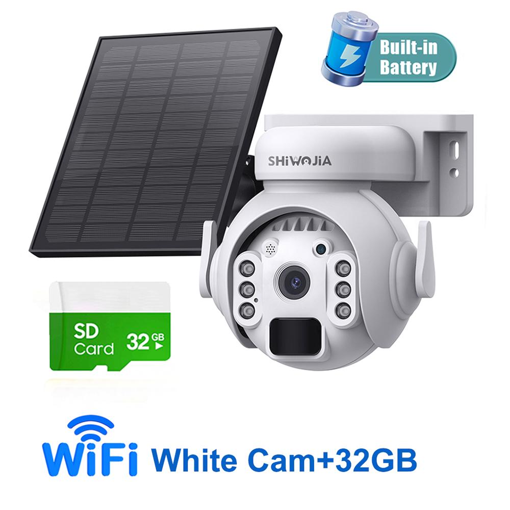 SHIWOJIA 3K 5MP 4G SIM Panel Security PTZ Night Vision PIR Human Detection Surveillance Solar Battery Camera