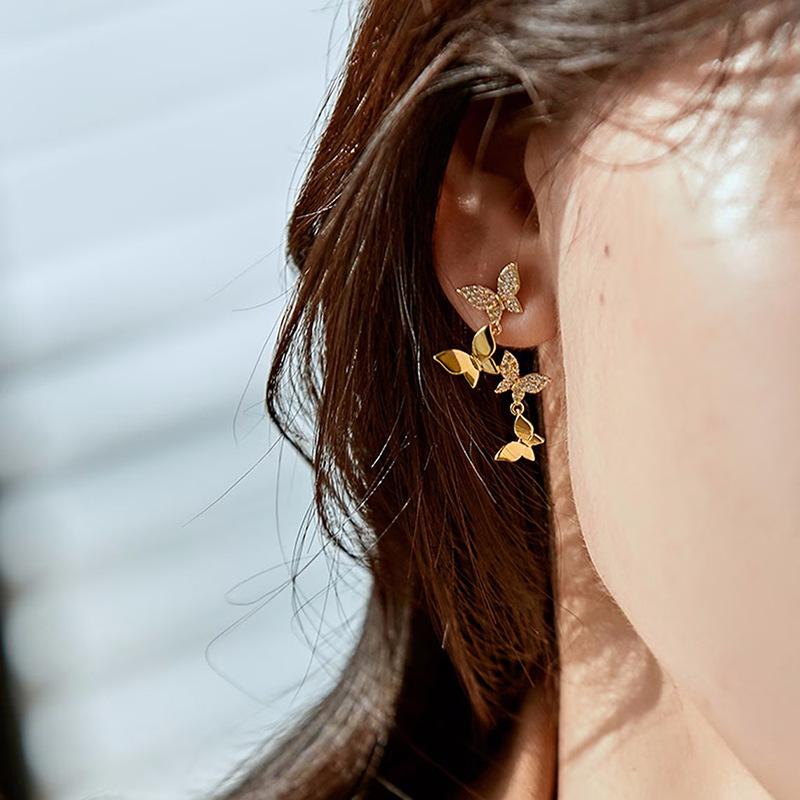 

niche design with fresh patchwork butterfly earrings for women, elegant, trendy, high-end temperament, and beautiful accessories