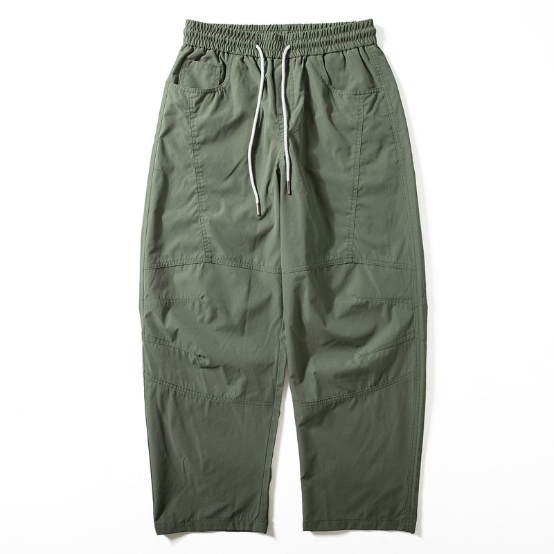 Mountain-Style Outdoor Functional Work Pants for Men, Summer Thin Casual Pants with 3D Patchwork, Cool Trendy Brand Wide-Leg Pants