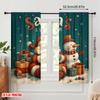 2pcs,2D Plane Printing Light Filtering Curtains Santa Claus and the Snowman Polyester Fabric (without Rod) All Seasons Perfect