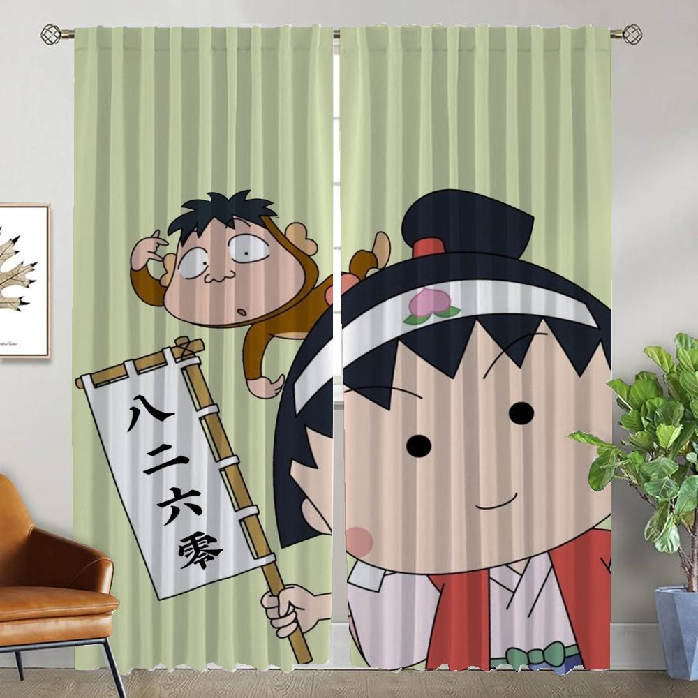 Vorhänge für Wohnzimmer Vorhang Chi-bi Maruko Raumteiler Jalousien Küchenvorhänge 2 Stück Tüll für Schlafzimmer Halloween Dekoration