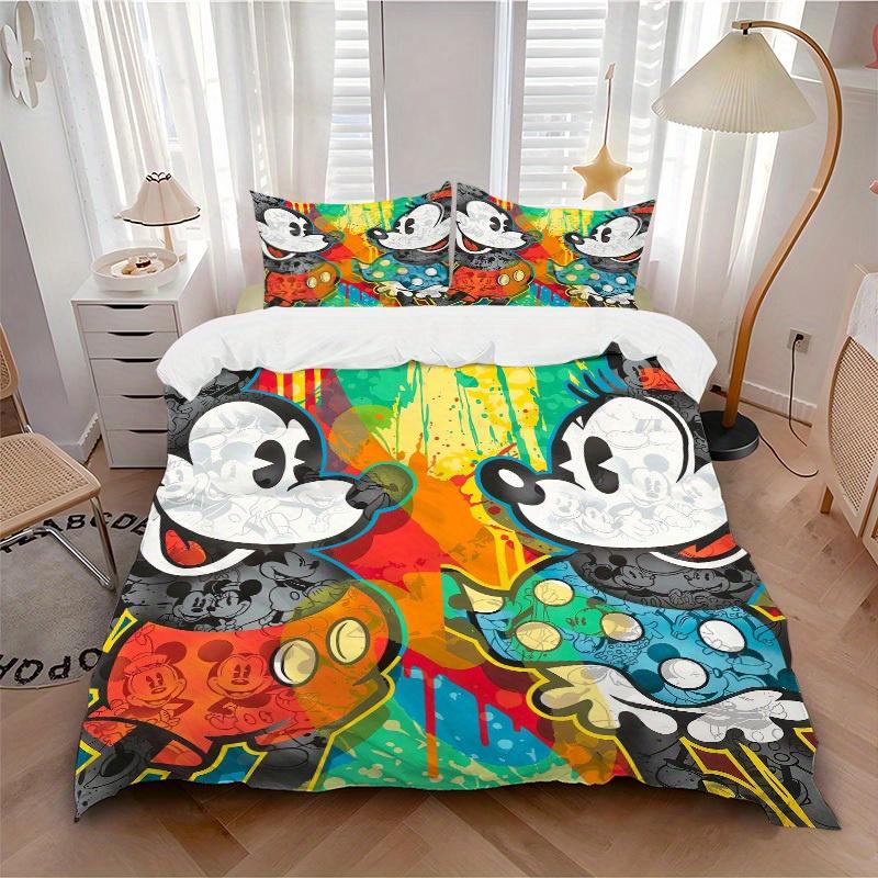 3pcs set Mickey Mouse, Pop Art, Colorful Bedding Set with Duvet Cover+Pillowcases, All-Season Polyester, Zipper Closure79