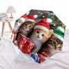 1 PC Automatic Folding Umbrella - Christmas Kittens Pattern, Portable & Foldable Design with 8 Ribs, Christmas Birthday Gifts