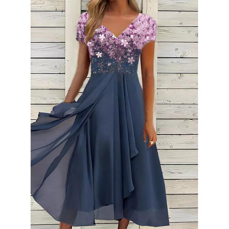 Amazon 2026 Summer New Cross-border European & American Plus Size Women s Dress Casual Beach Chiffon Dress S