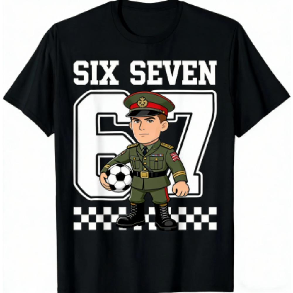 Kids T-Shirt 67 Six Seven Grid Football Print Boy and Girl Tees Top Summer Short Sleeve O Neck Casual Outdoor Kids Clothing