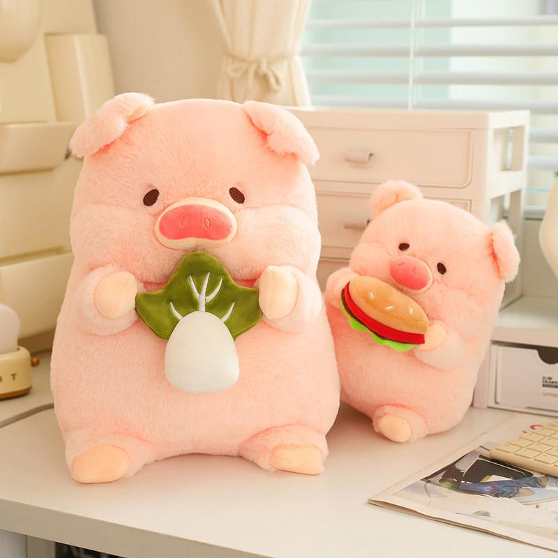 Cute Pig Plush Toy Stuffed Animals Pig With Hamburger Soft Doll Fluffy Pig Cabbage Birthday Gift