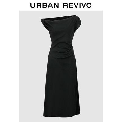 UR2026 Asymmetric Ruched Waist Dress