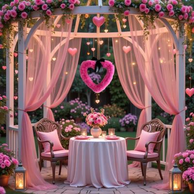 Valentinstag Herz Girlande Türbanner Festliche Partydeko für Wand Fenster Kunststoff Innen Außen Dekoration für Romantische Feier