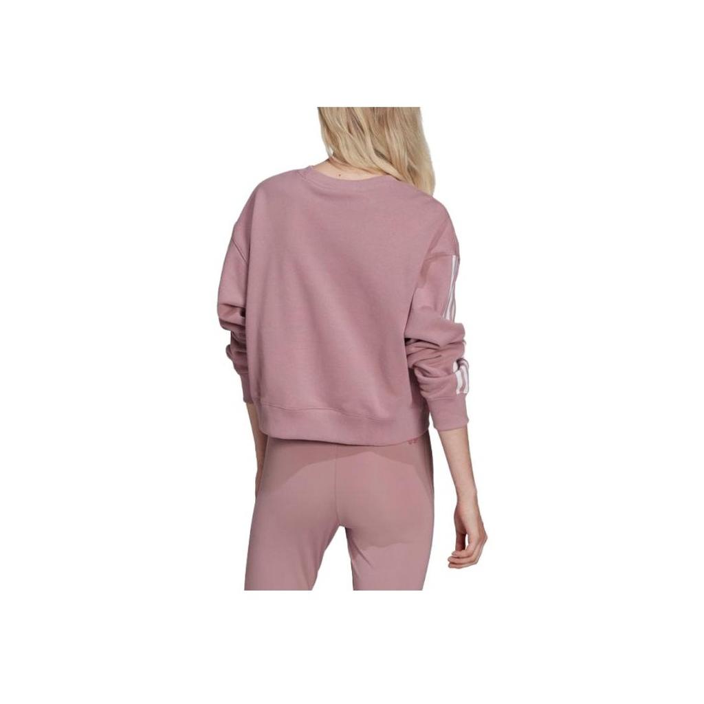 Adidas Originals Logo Print Cropped Comfortable Breathable Pullover Sweatshirt Women Tops Purple-Red HC2027