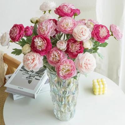 Home Decoration Silk Peony Bouquet Single Branch Fake Peonies Plants Elegant Artificial Flowers