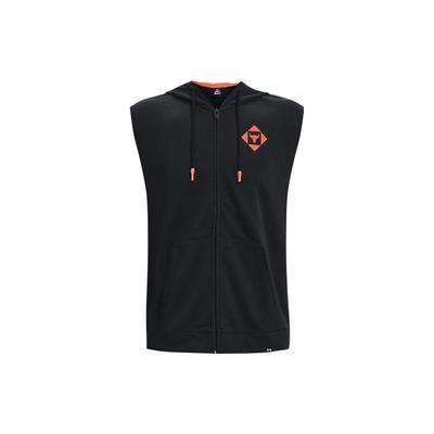 Solid Color Zip Hoodie Sleeveless Men Tops Black 1377434-001