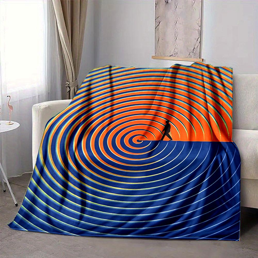 1pc Spiral Path Blanket, Lightweight Flannel Throw Blanket for Sofa, Bed, Travel, Camping, Living Room, Office, Couch, Chair, and Bed