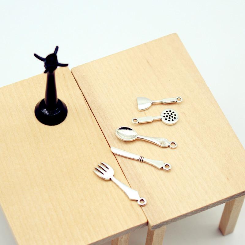 6Pcs Kids Pretend Play Toy Dollhouse Kitchen Utensil Vertical Hanging Spoon Spatula Spoon Set Miniatures Model Kitchen Accessory