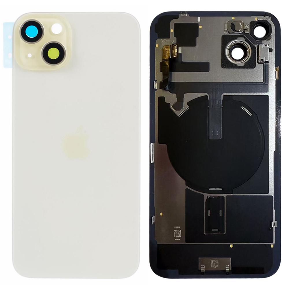 For iPhone 15 Plus OEM Disassembly Battery Housing Cover+Camera Lens Cover+Wireless Charging Port Cable